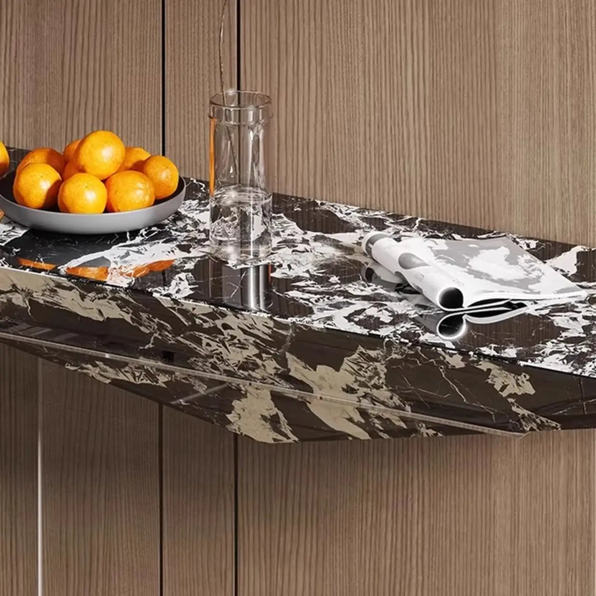 Modern Entryway Triangle Stone Clear Acrylic Base Console Table Image - 7