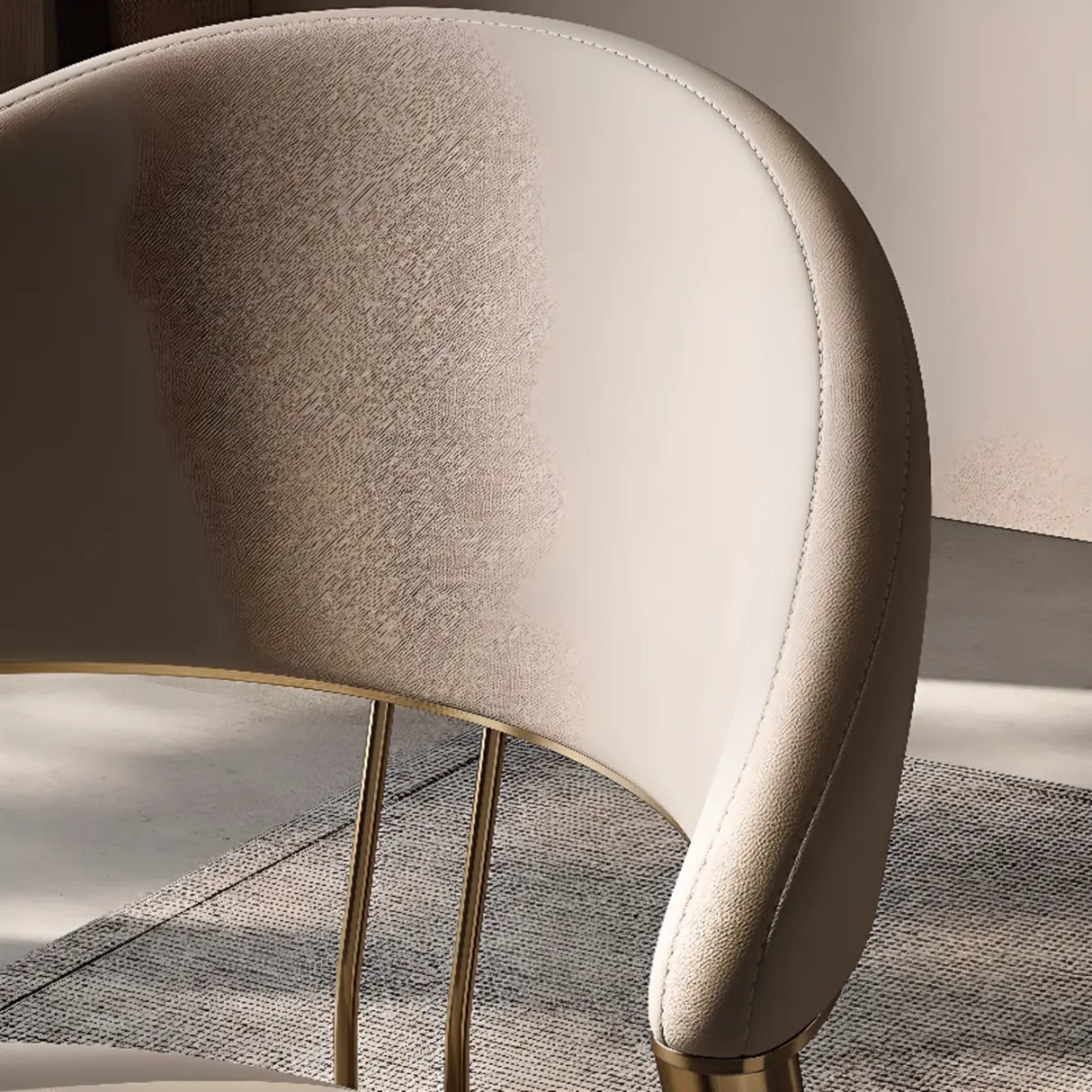 Modern Ergonomic Back Faux Leather Upholstered Dining Chair Image - 7