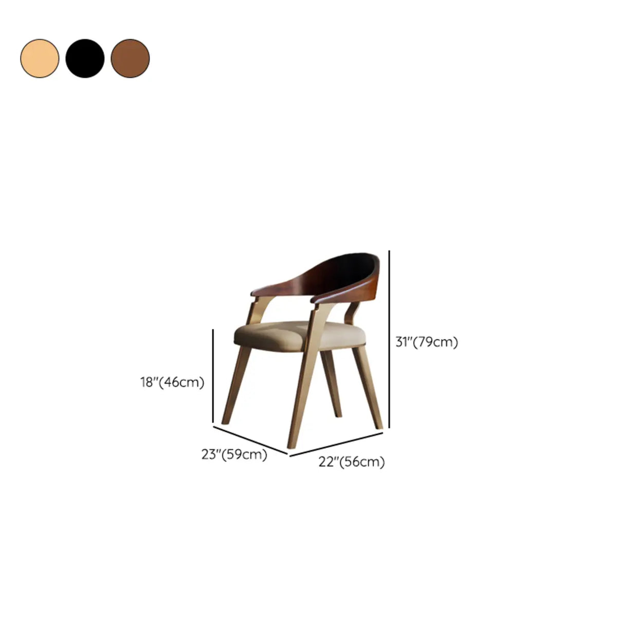 Modern Ergonomic Curved Back Leather Upholstered Arm Dining Chair