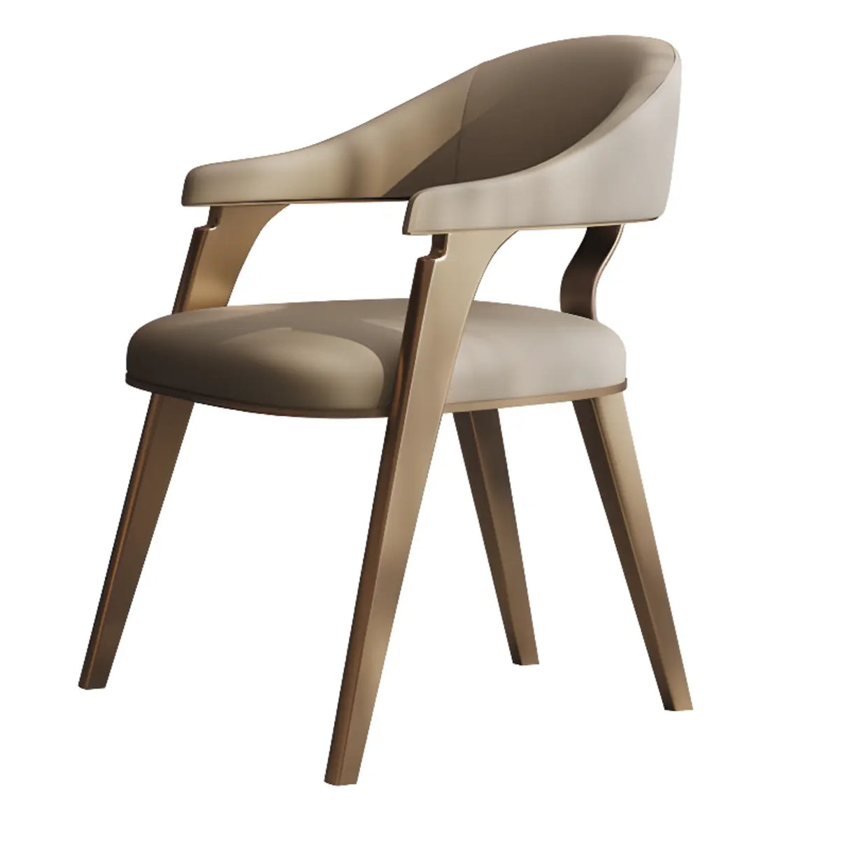 Modern Ergonomic Leather Arm Dining Chair with Padded Seat Image - 2