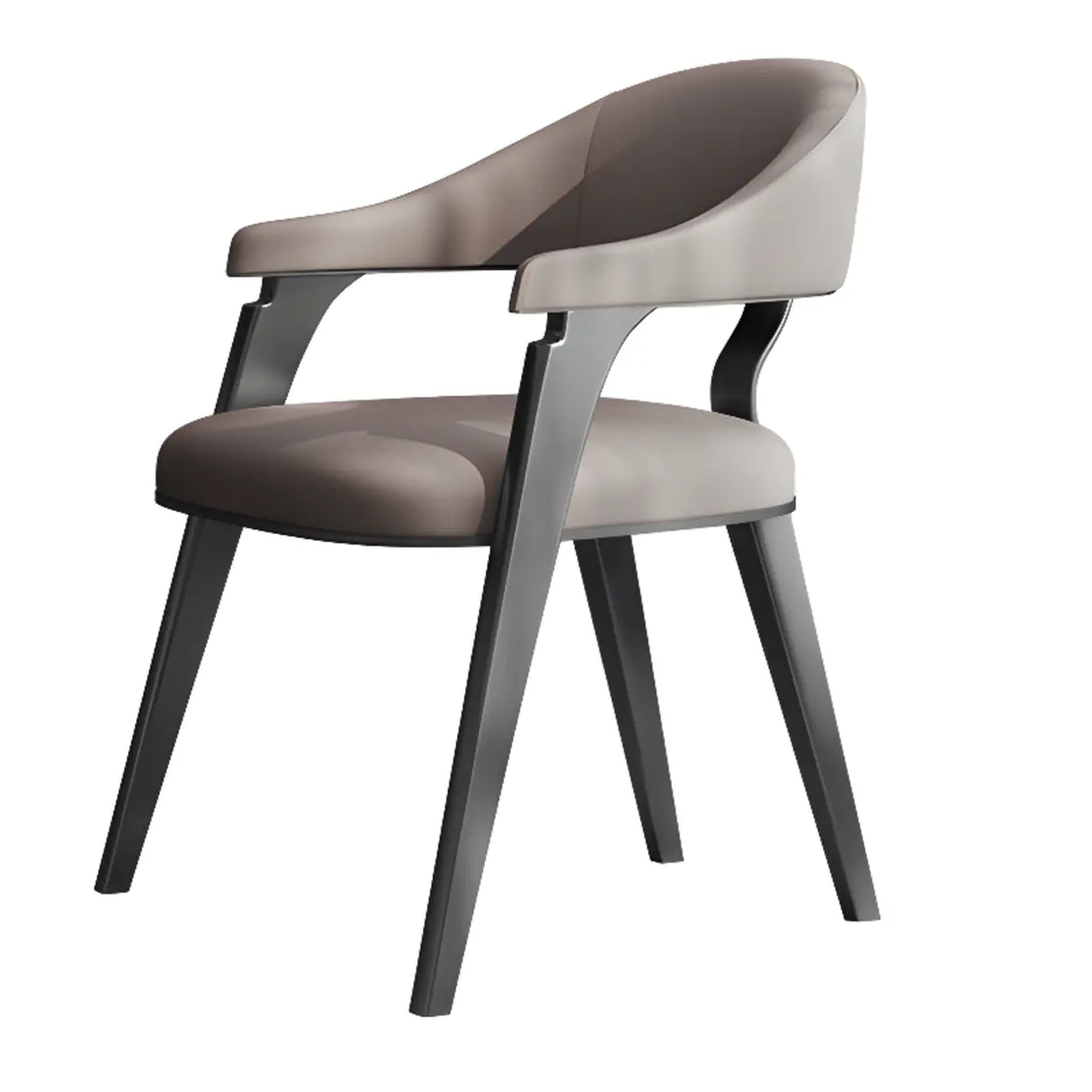 Modern Ergonomic Leather Arm Dining Chair with Padded Seat Image - 3