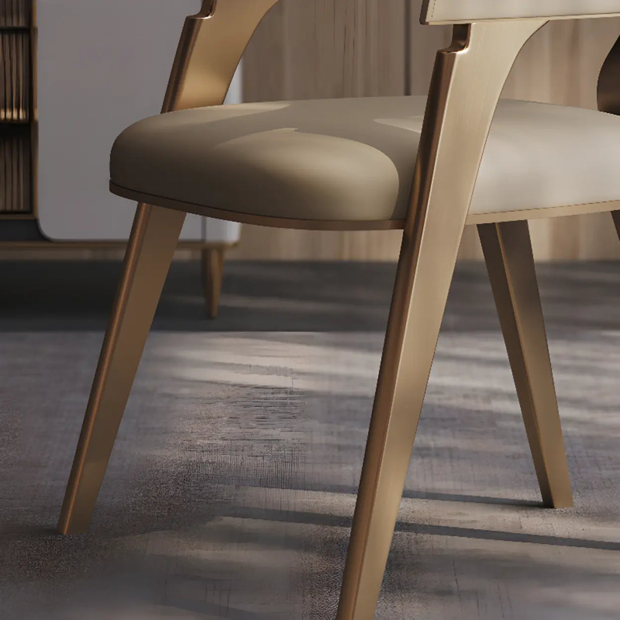 Modern Ergonomic Leather Arm Dining Chair with Padded Seat Image - 6