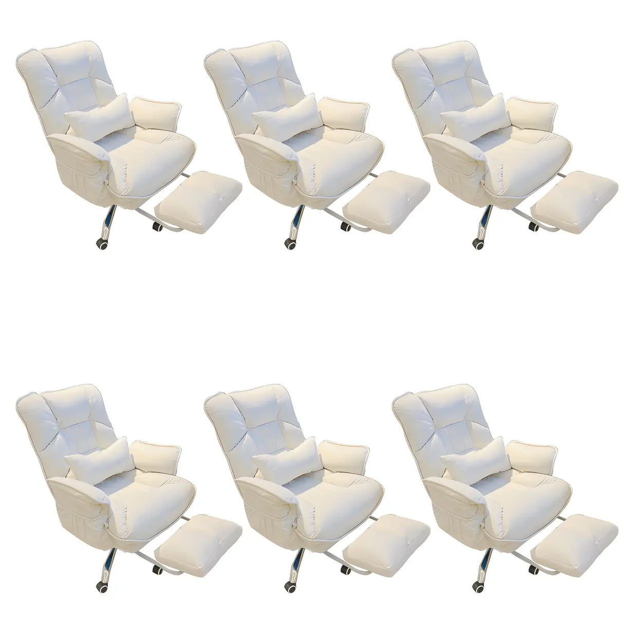 Modern Ergonomic Recliner Ivory Adjustable Office Chair Image - 37
