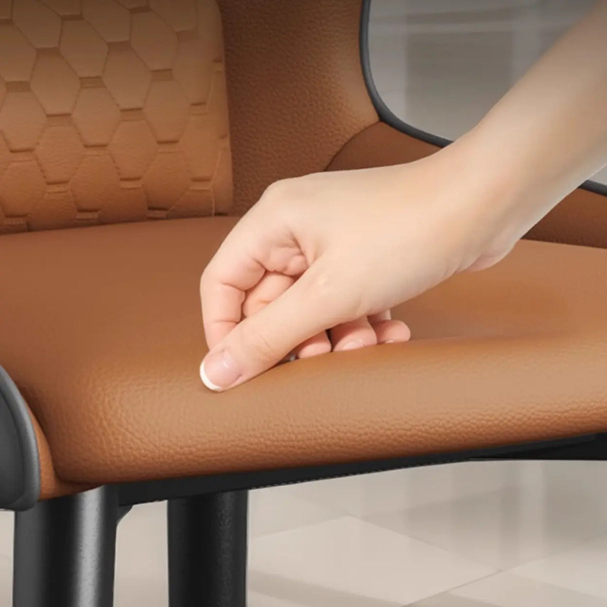 Modern Ergonomic Upholstered Dining Chair with Lumbar Support Image - 8