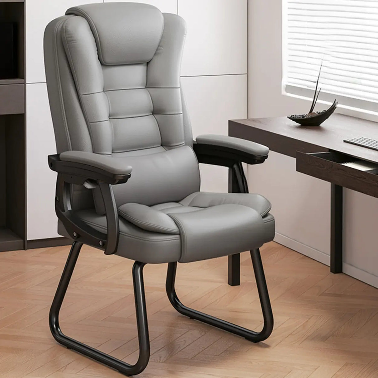Modern Executive Leather Recliner Office Chair with Footrest Image - 13