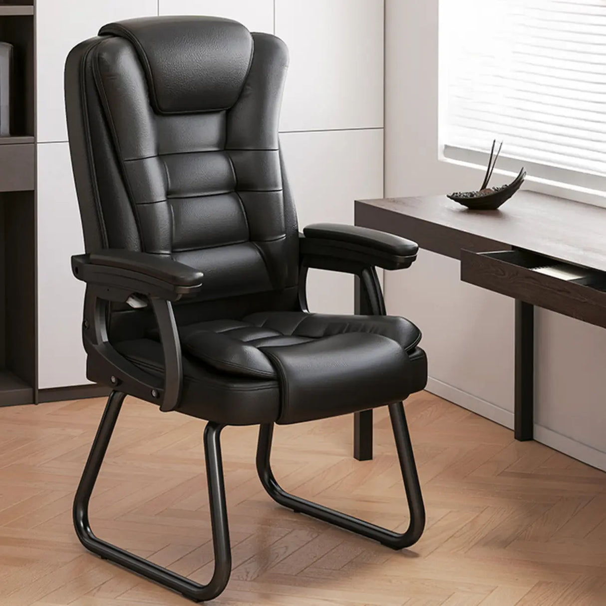 Modern Executive Leather Recliner Office Chair with Footrest Image - 2