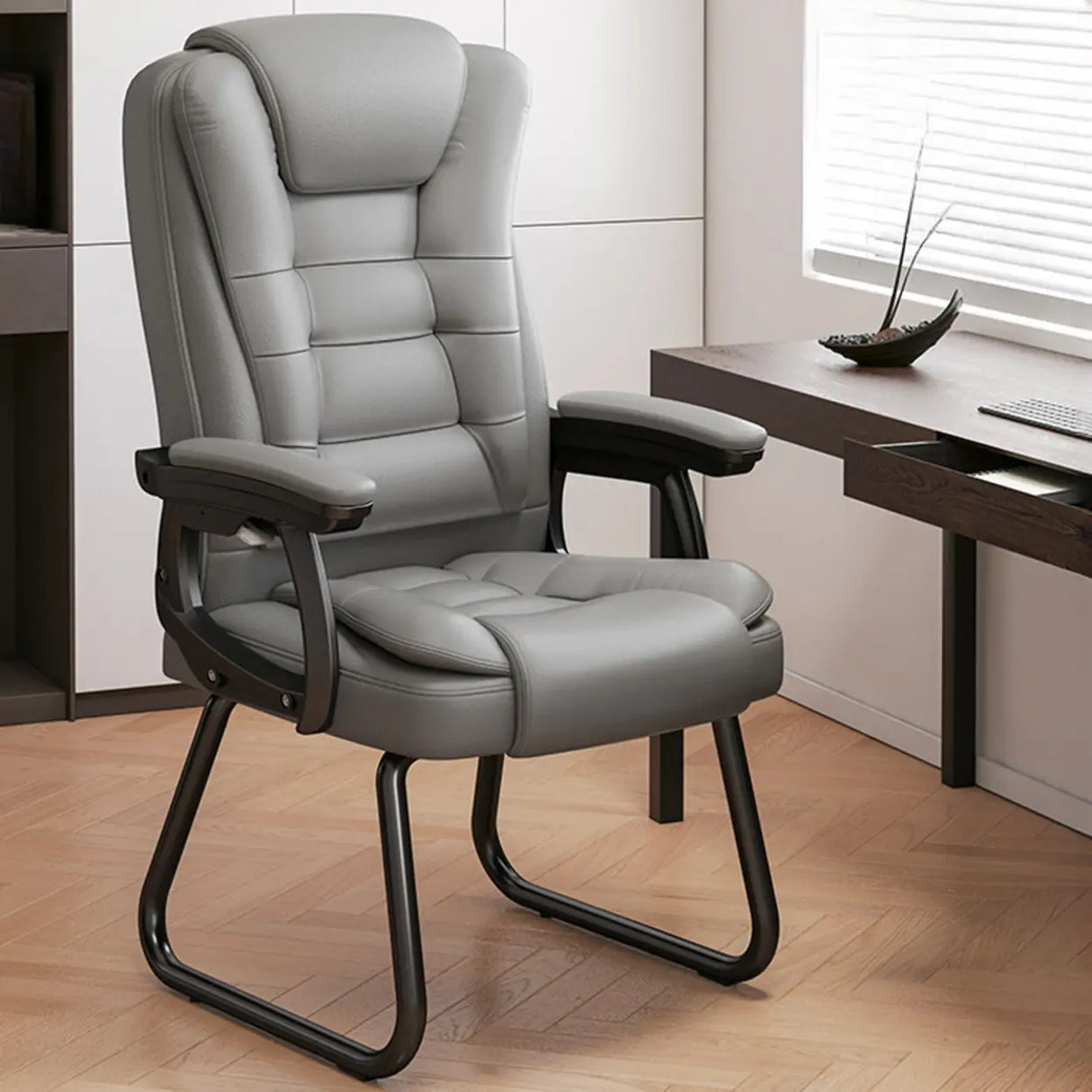Modern Executive Leather Recliner Office Chair with Footrest Image - 3