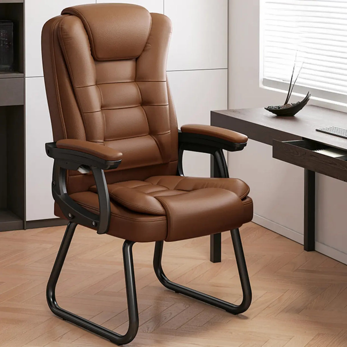 Modern Executive Leather Recliner Office Chair with Footrest Image - 5