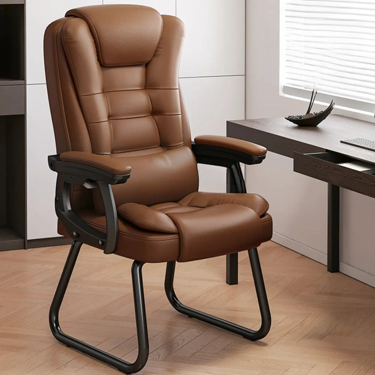 Modern Executive Leather Recliner Office Chair with Footrest Image - 9