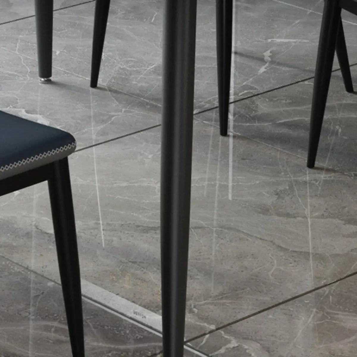 Modern Extendable Rectangular White Marble Dining Table Image - 4