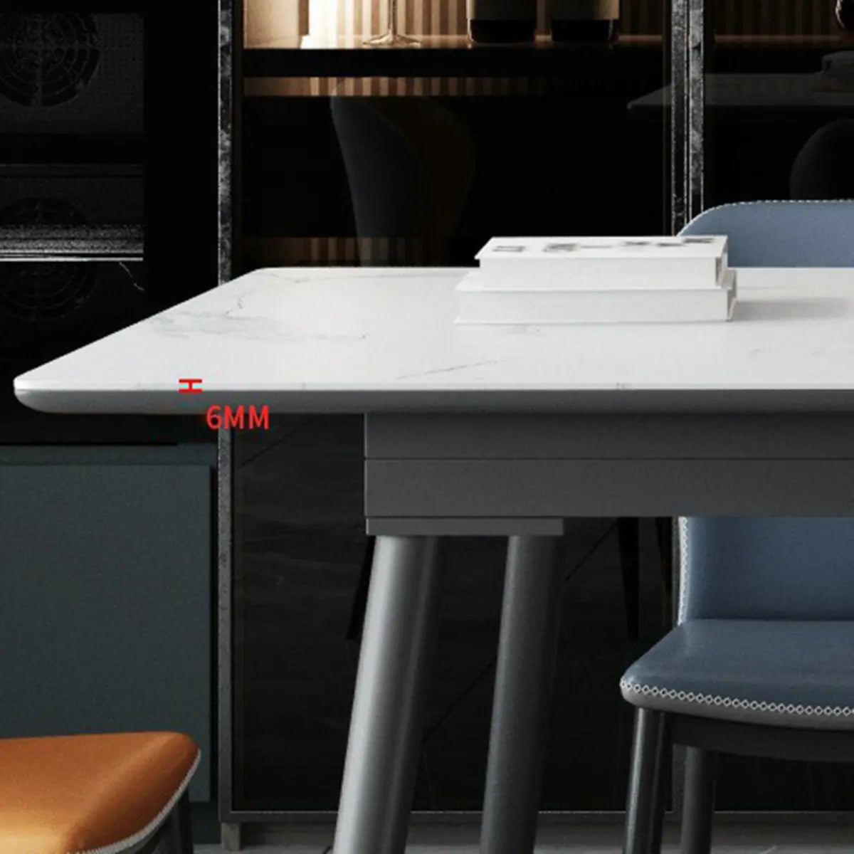 Modern Extendable Rectangular White Marble Dining Table Image - 7