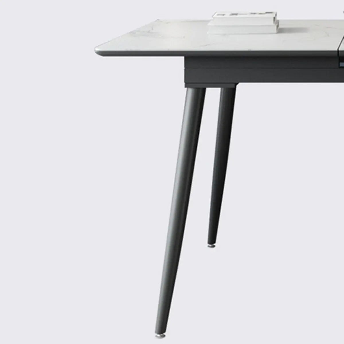 Modern Extendable Rectangular White Marble Dining Table Image - 8
