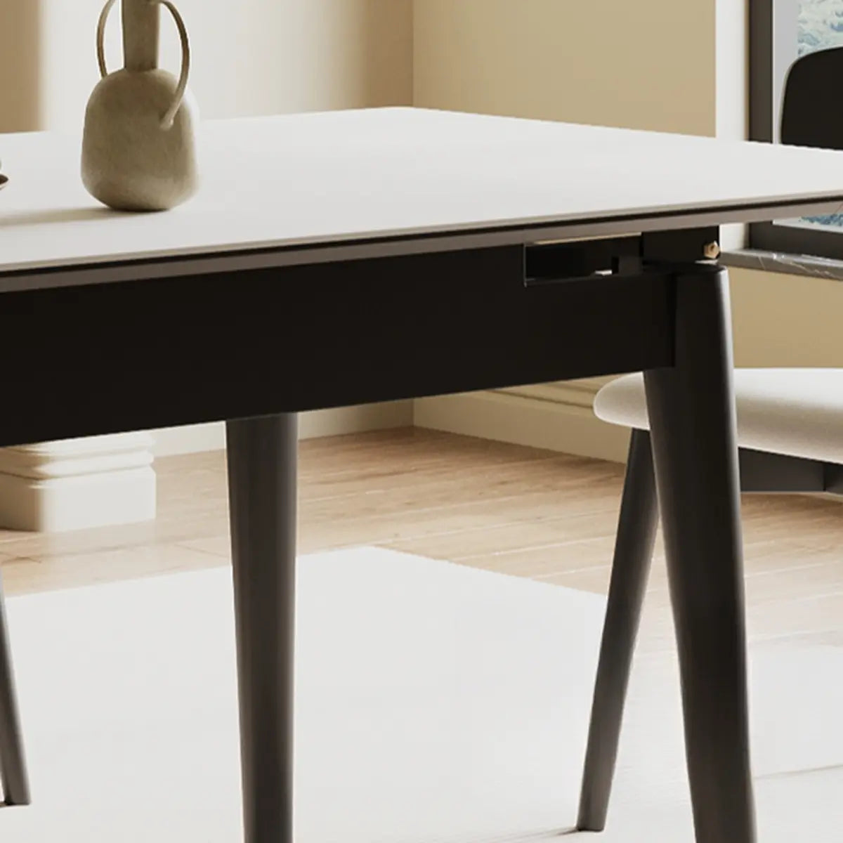 Modern Extendable Rectangular Wood Dining Table Black Large Image - 6