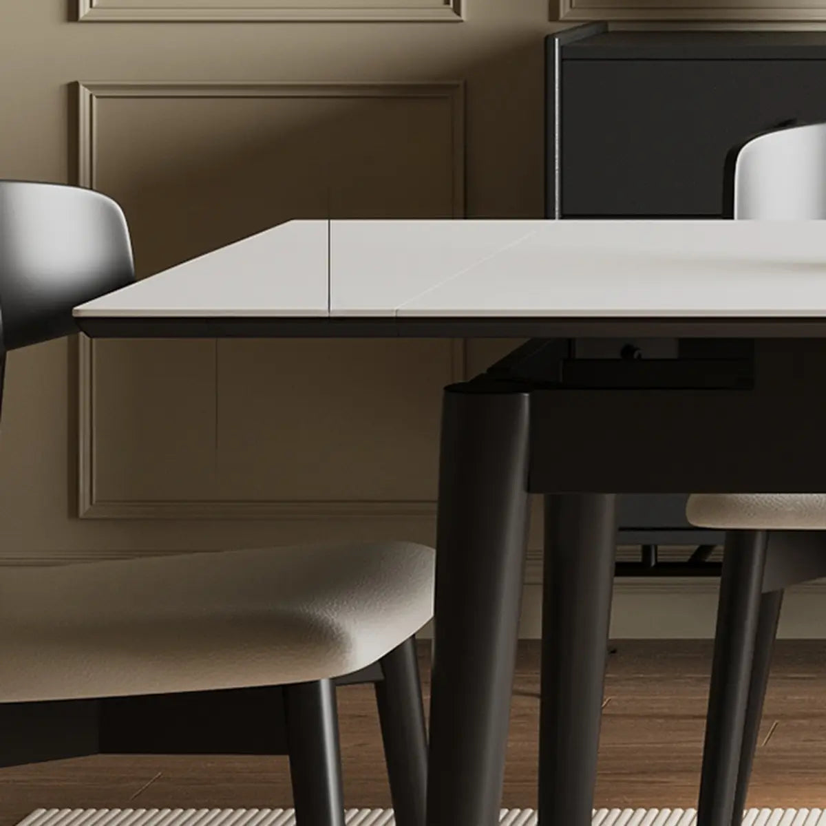 Modern Extendable Rectangular Wood Dining Table Black Large Image - 7