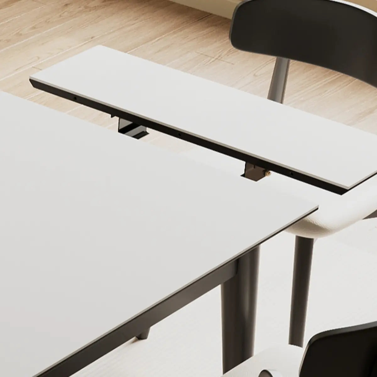 Modern Extendable Rectangular Wood Dining Table Black Large Image - 8