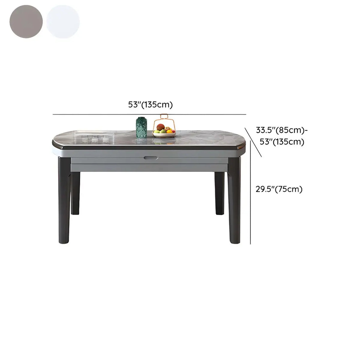 Modern Extendable Round Marble Kitchen Grey Dining Table Image - 10