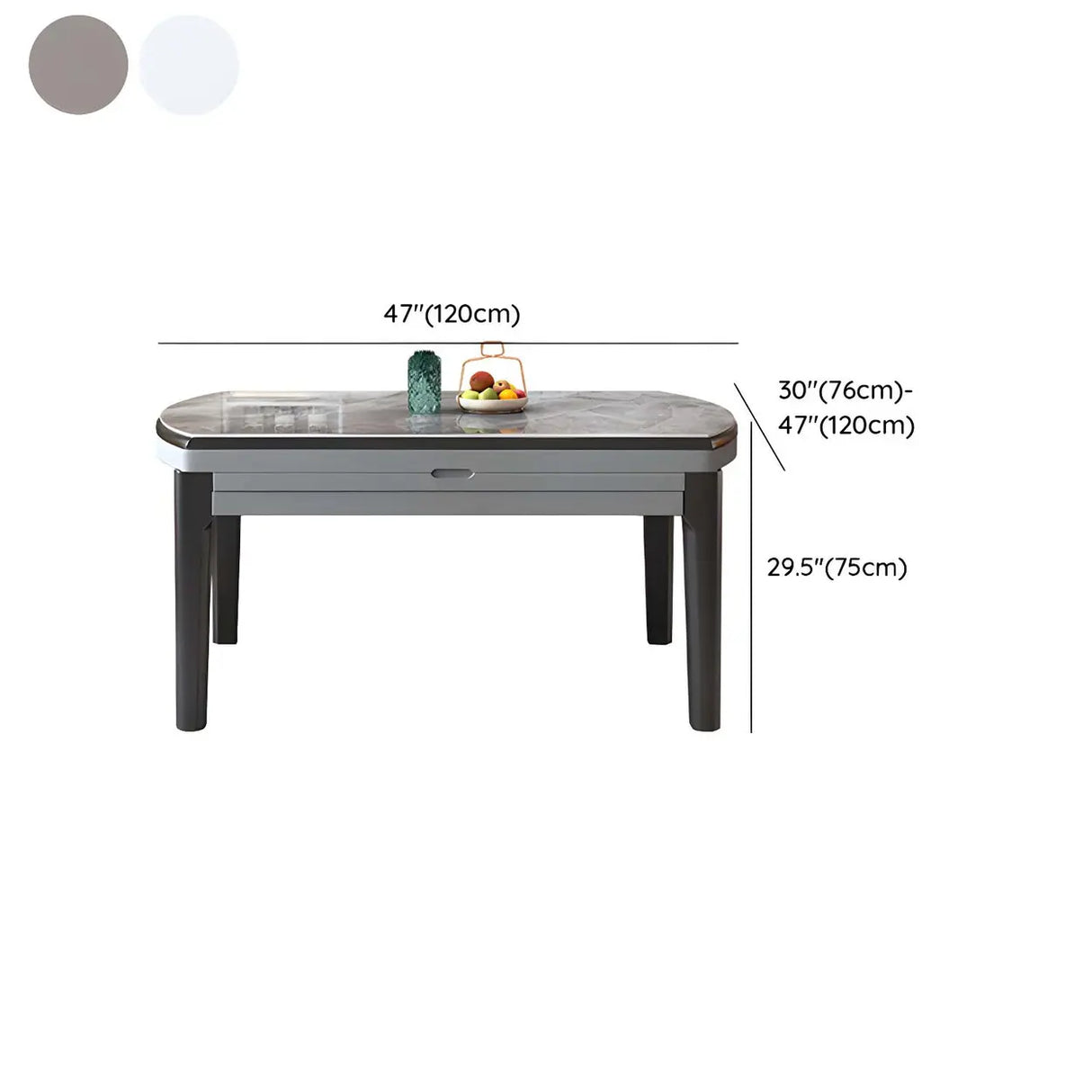 Modern Extendable Round Marble Kitchen Grey Dining Table