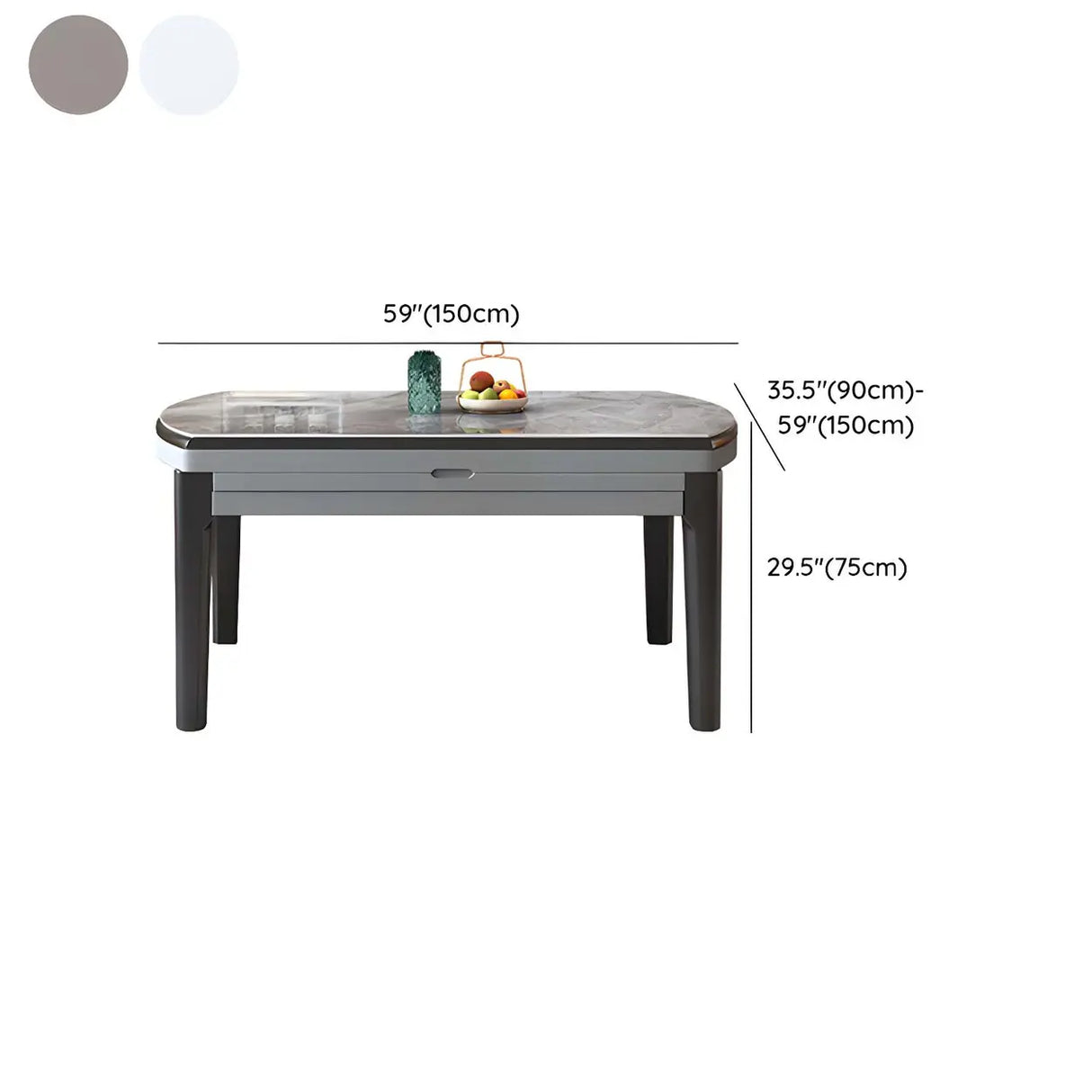 Modern Extendable Round Marble Kitchen Grey Dining Table Image - 9