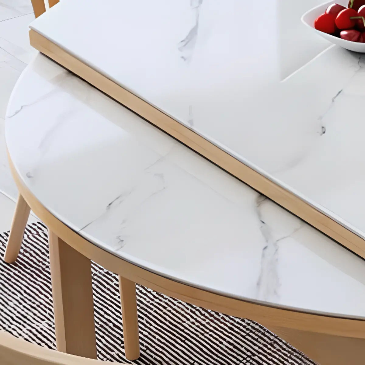 Modern Extendable Round White Sintered Stone Dining Table Image - 11