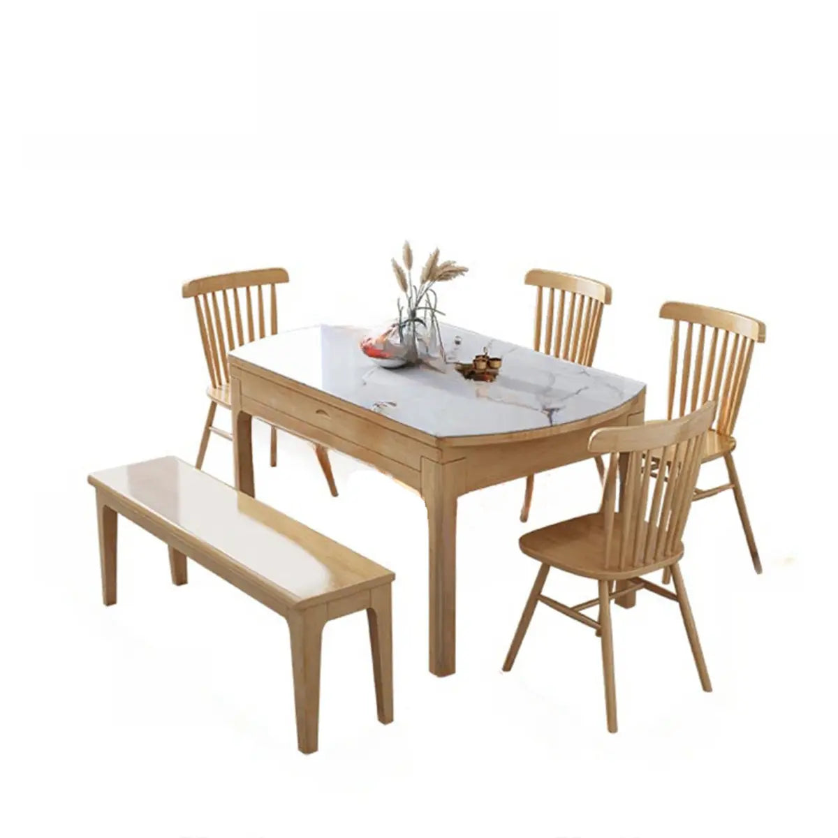 Modern Extendable Round White Sintered Stone Dining Table Image - 13