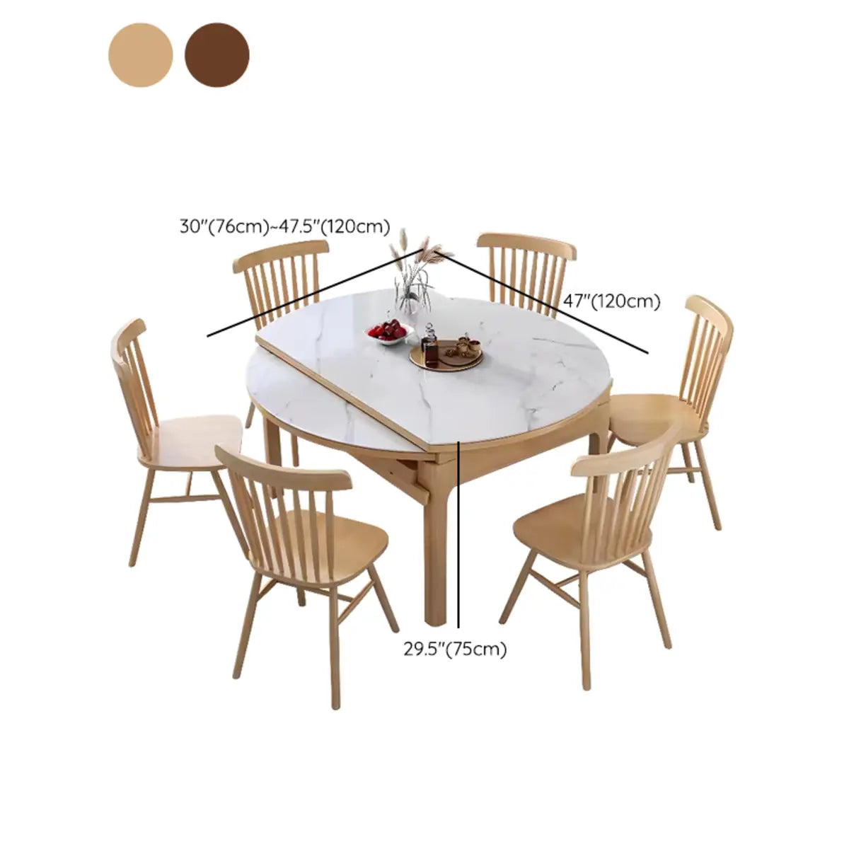 Modern Extendable Round White Sintered Stone Dining Table
