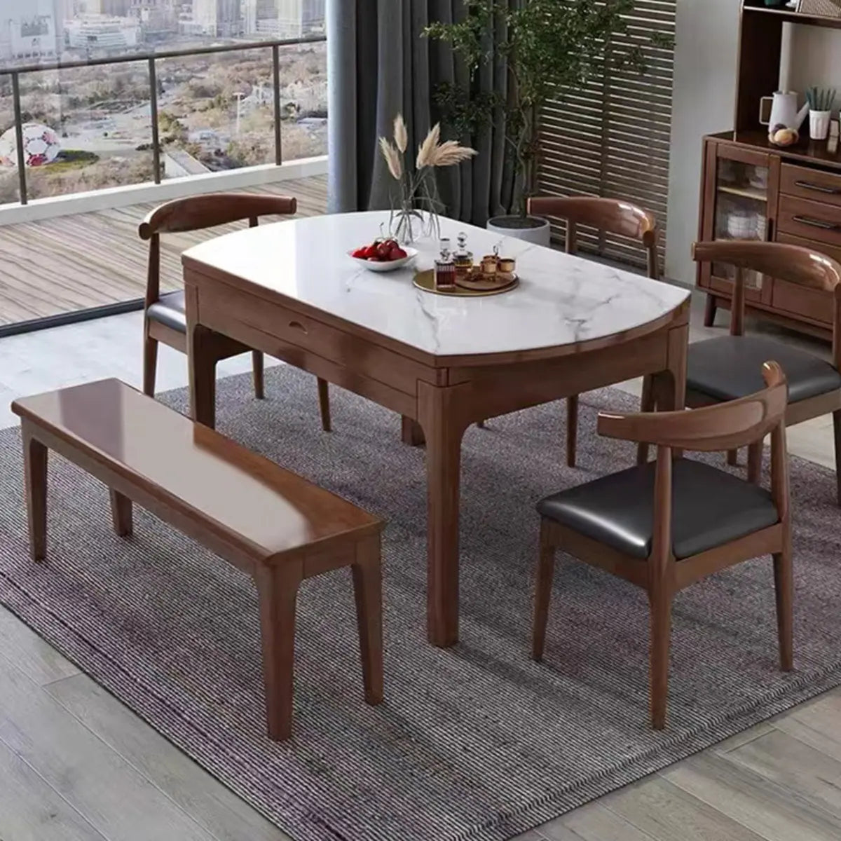 Modern Extendable Round White Sintered Stone Dining Table Image - 3