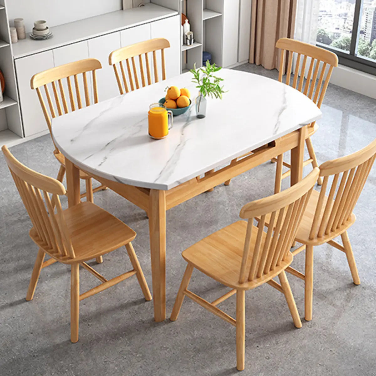 Modern Extendable Round White Sintered Stone Dining Table Image - 4