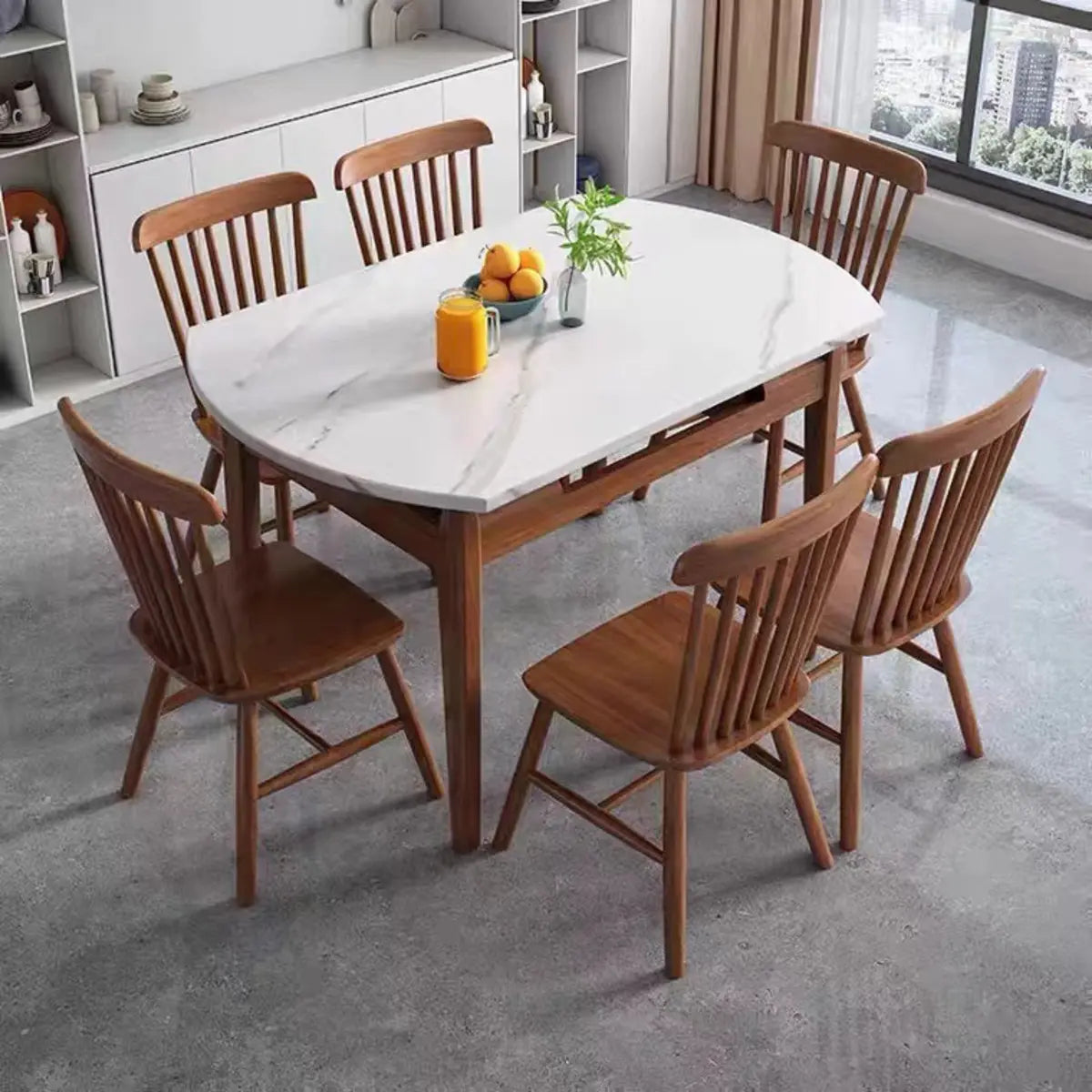 Modern Extendable Round White Sintered Stone Dining Table Image - 5