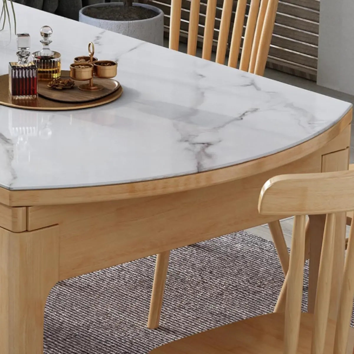 Modern Extendable Round White Sintered Stone Dining Table Image - 9