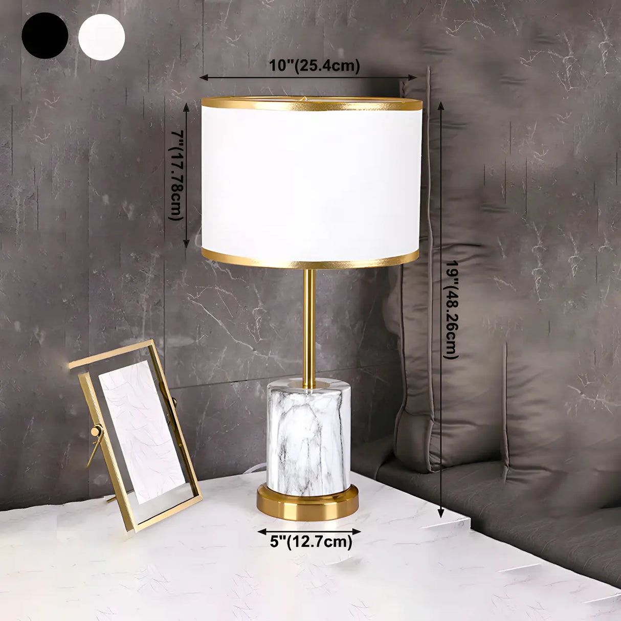 Modern Fashionable Black Cylindrical Metal Table Lamp
