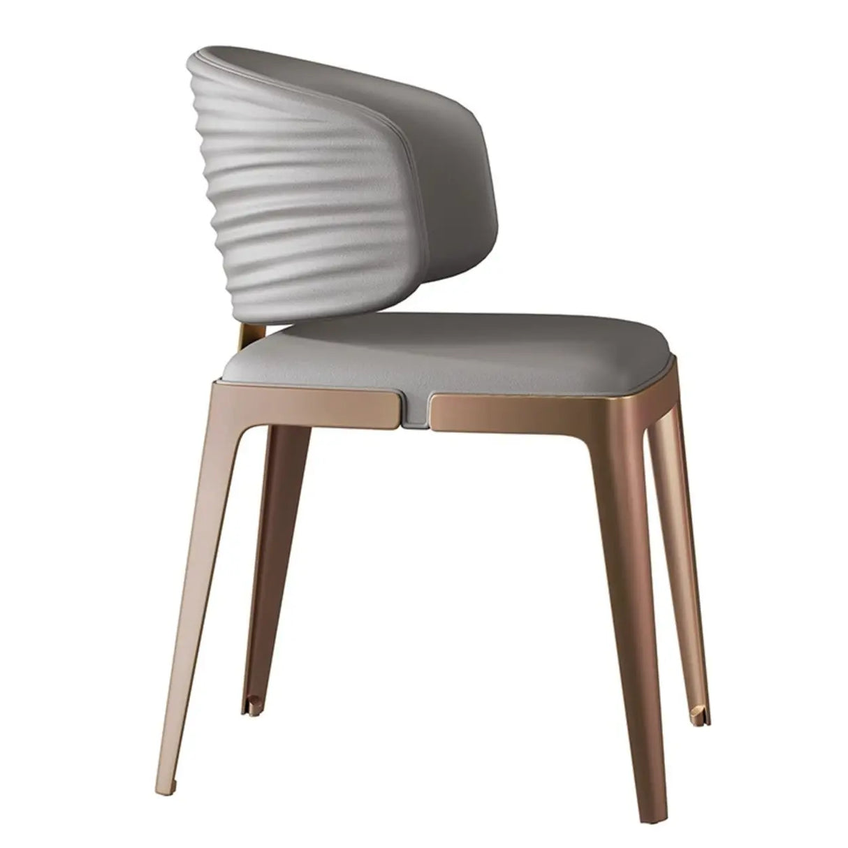 Modern Faux Leather Glam Pleated Curved Back Dining Chair Image - 12