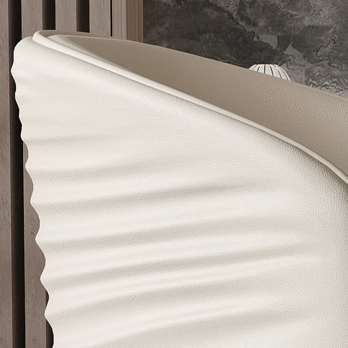 Modern Faux Leather Glam Pleated Curved Back Dining Chair Image - 14