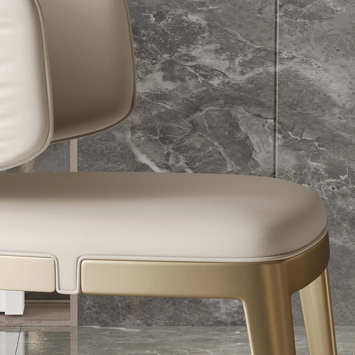 Modern Faux Leather Glam Pleated Curved Back Dining Chair Image - 16