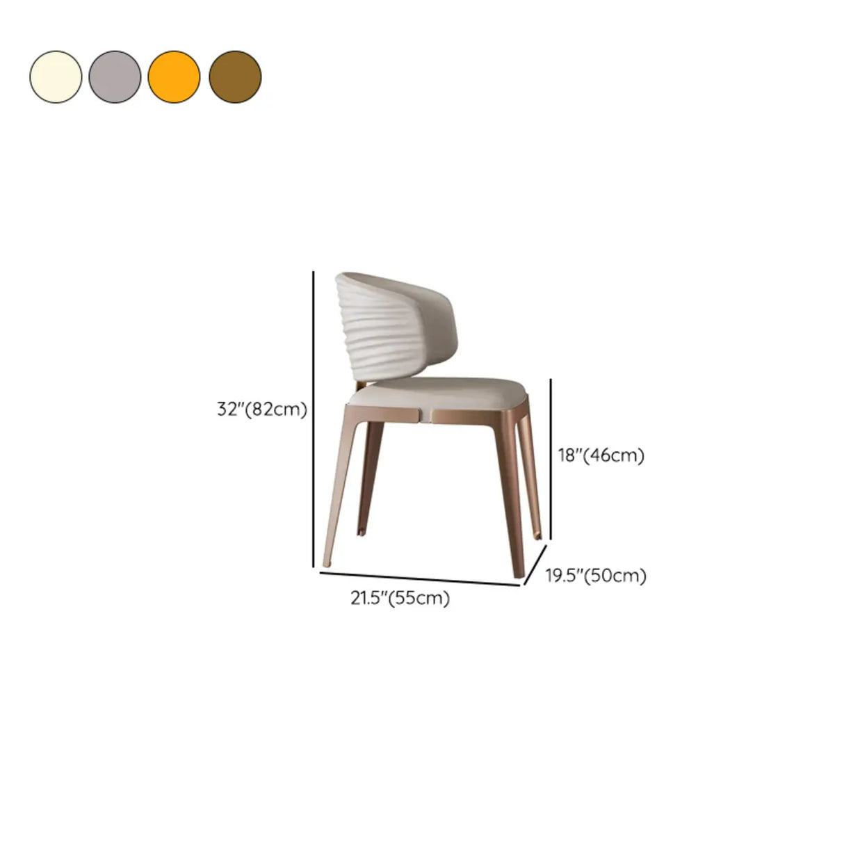 Modern Faux Leather Glam Pleated Curved Back Dining Chair Image - 24