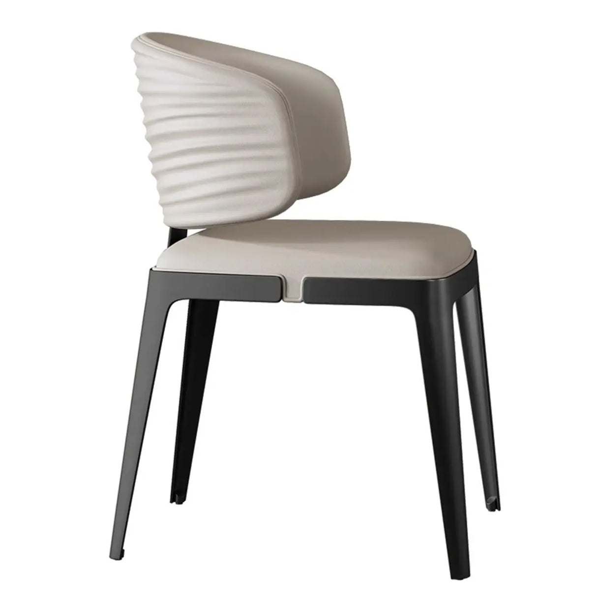 Modern Faux Leather Glam Pleated Curved Back Dining Chair Image - 5