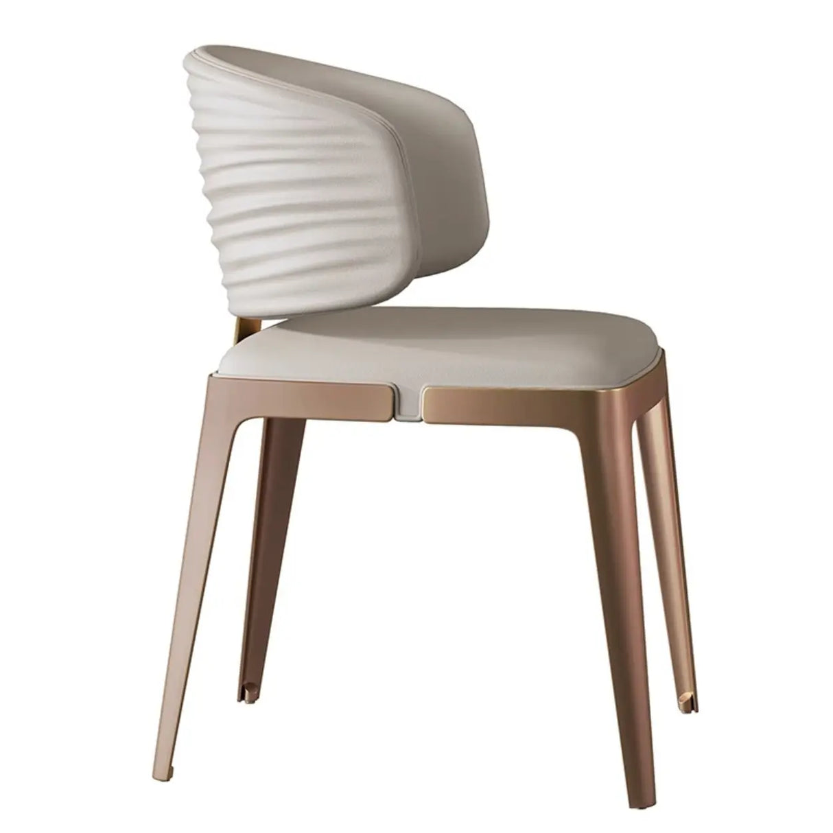 Modern Faux Leather Glam Pleated Curved Back Dining Chair Image - 7