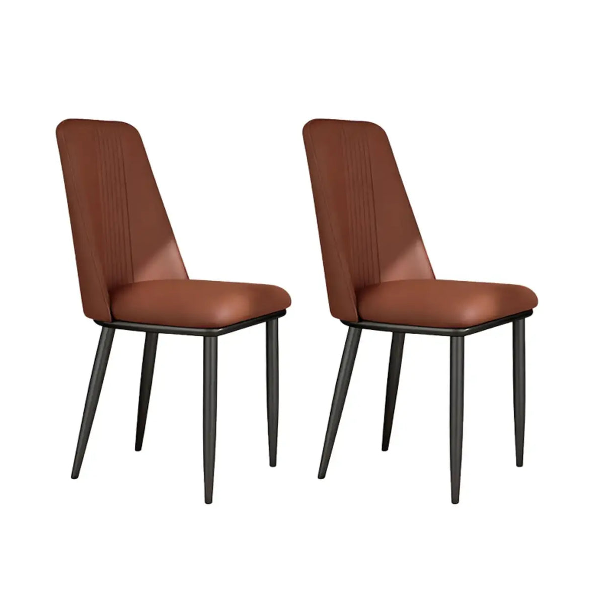 Modern Faux Leather Metal Leg Armless Dining Chair Set of 2 Image - 10