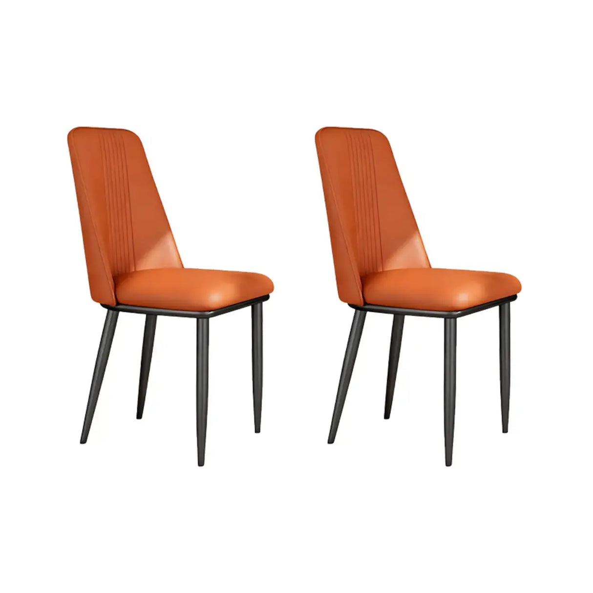 Modern Faux Leather Metal Leg Armless Dining Chair Set of 2 Image - 11