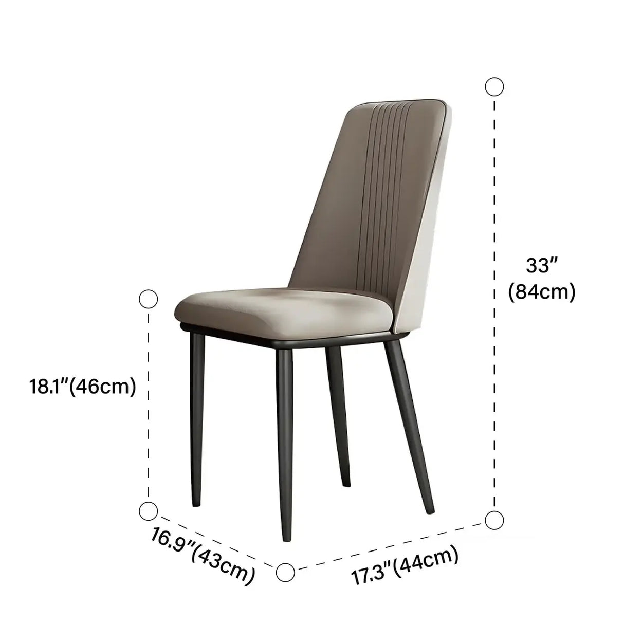 Modern Faux Leather Metal Leg Armless Dining Chair Set of 2