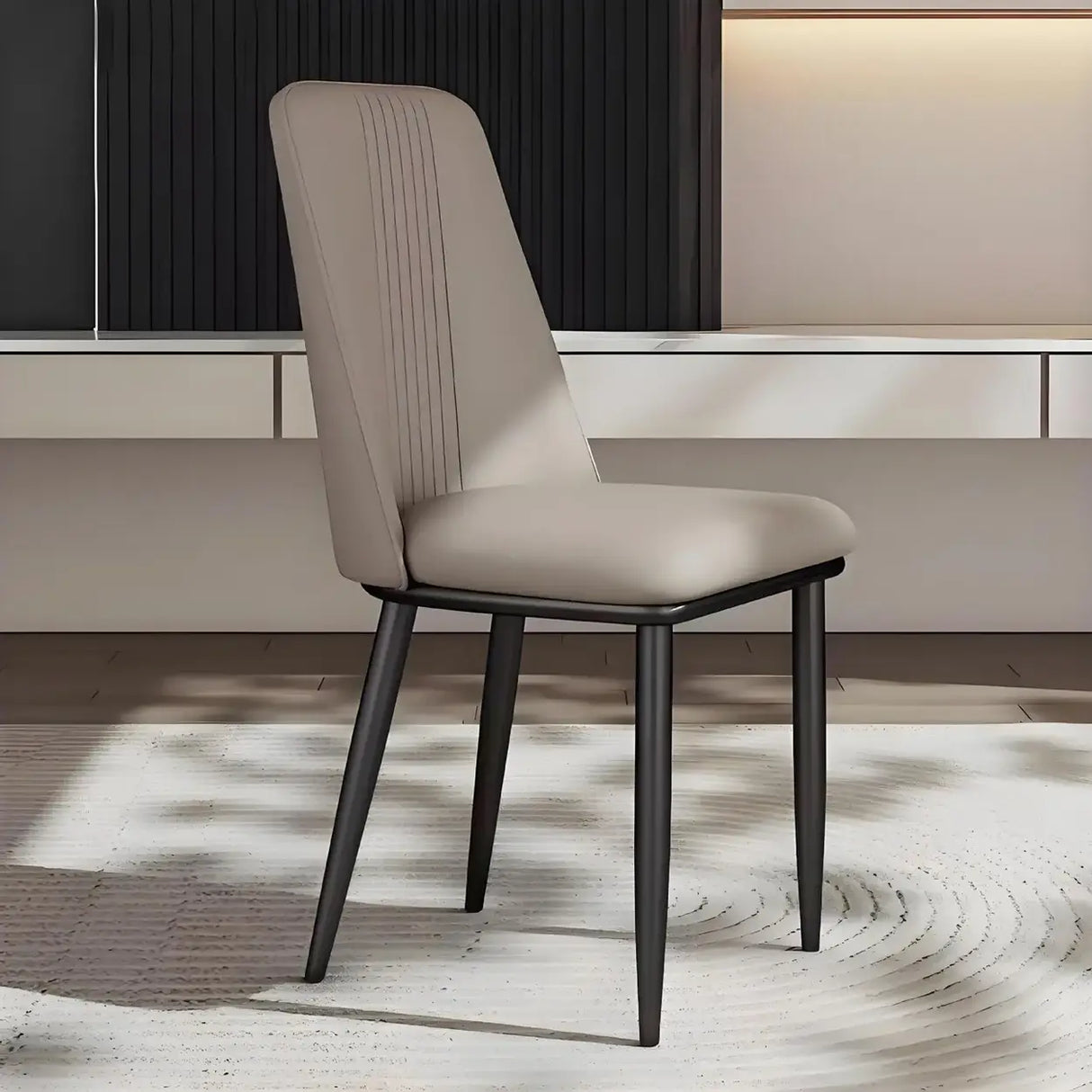 Modern Faux Leather Metal Leg Armless Dining Chair Set of 2 Image - 5