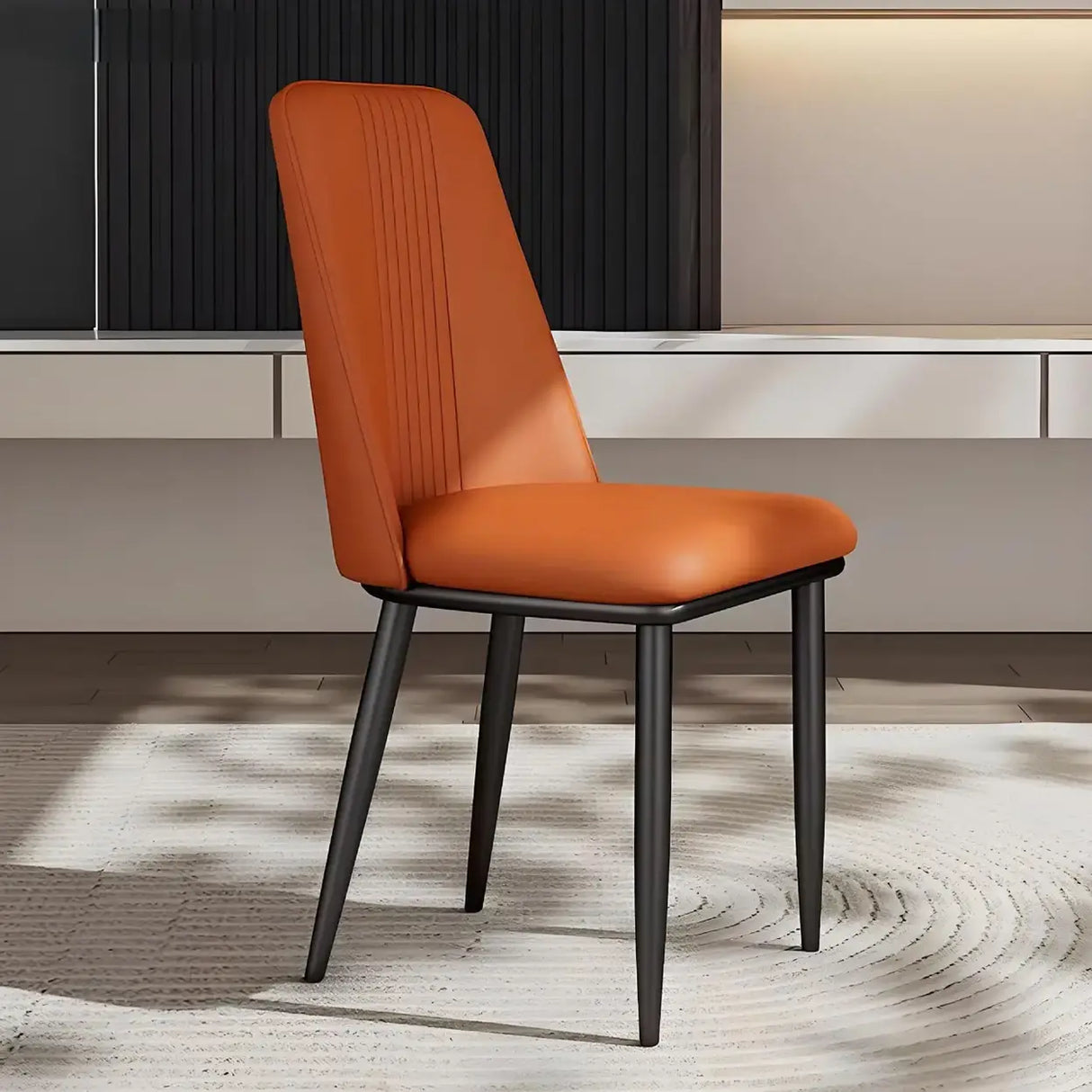 Modern Faux Leather Metal Leg Armless Dining Chair Set of 2 Image - 6