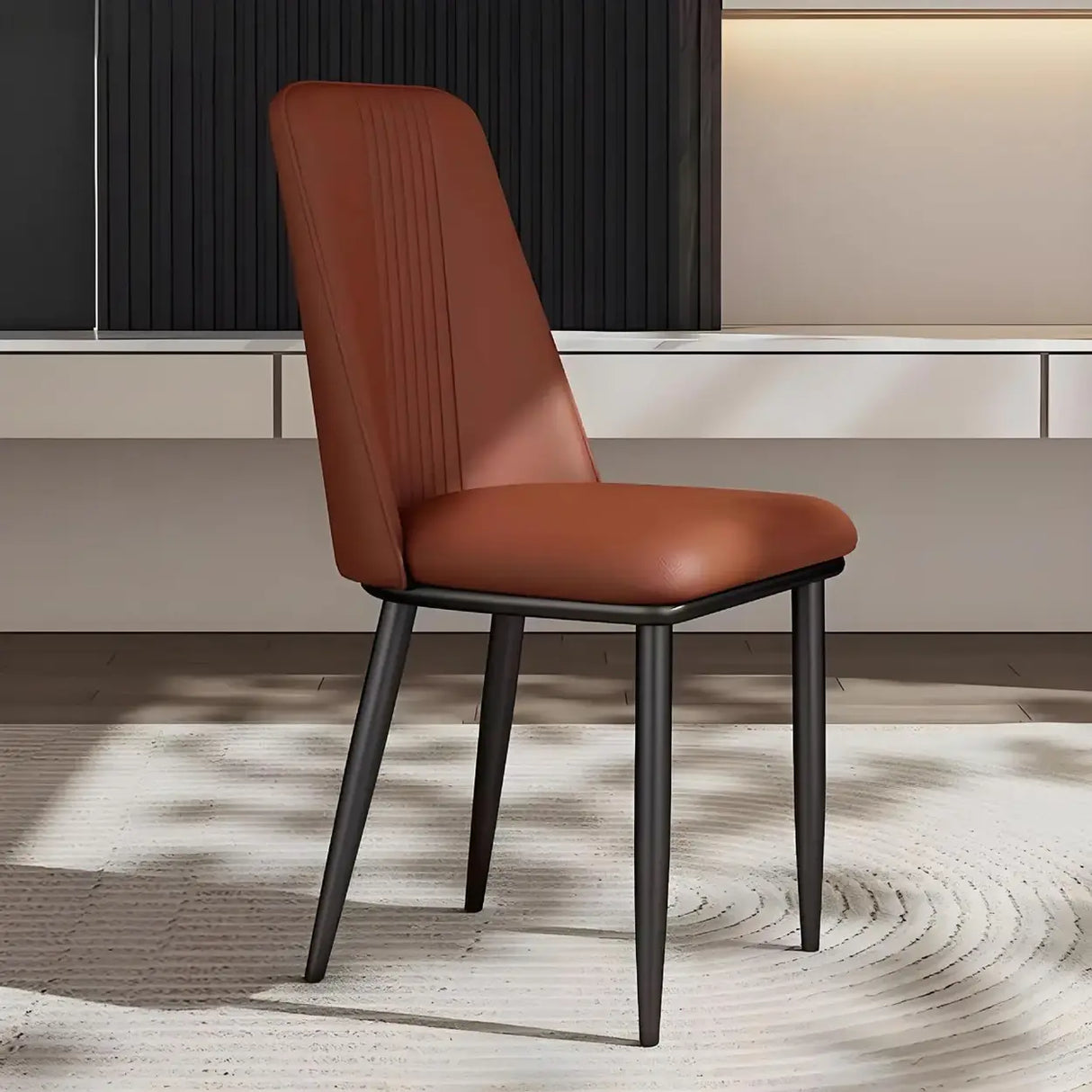 Modern Faux Leather Metal Leg Armless Dining Chair Set of 2 Image - 7