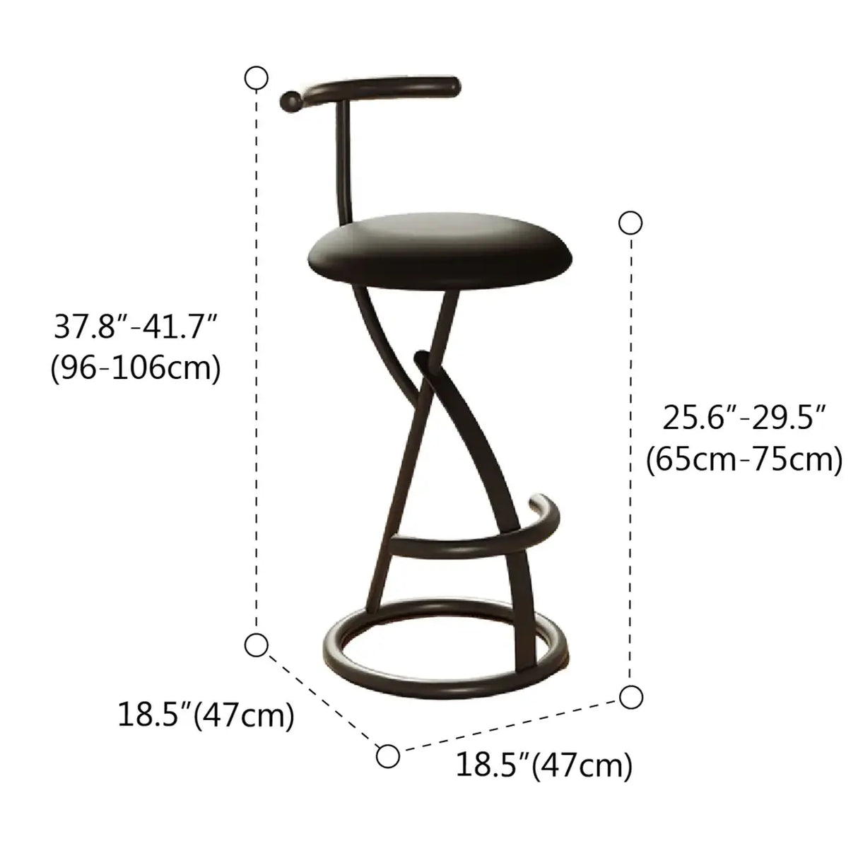 Modern Faux Leather Upholstery Armless Round Counter Bar Stool