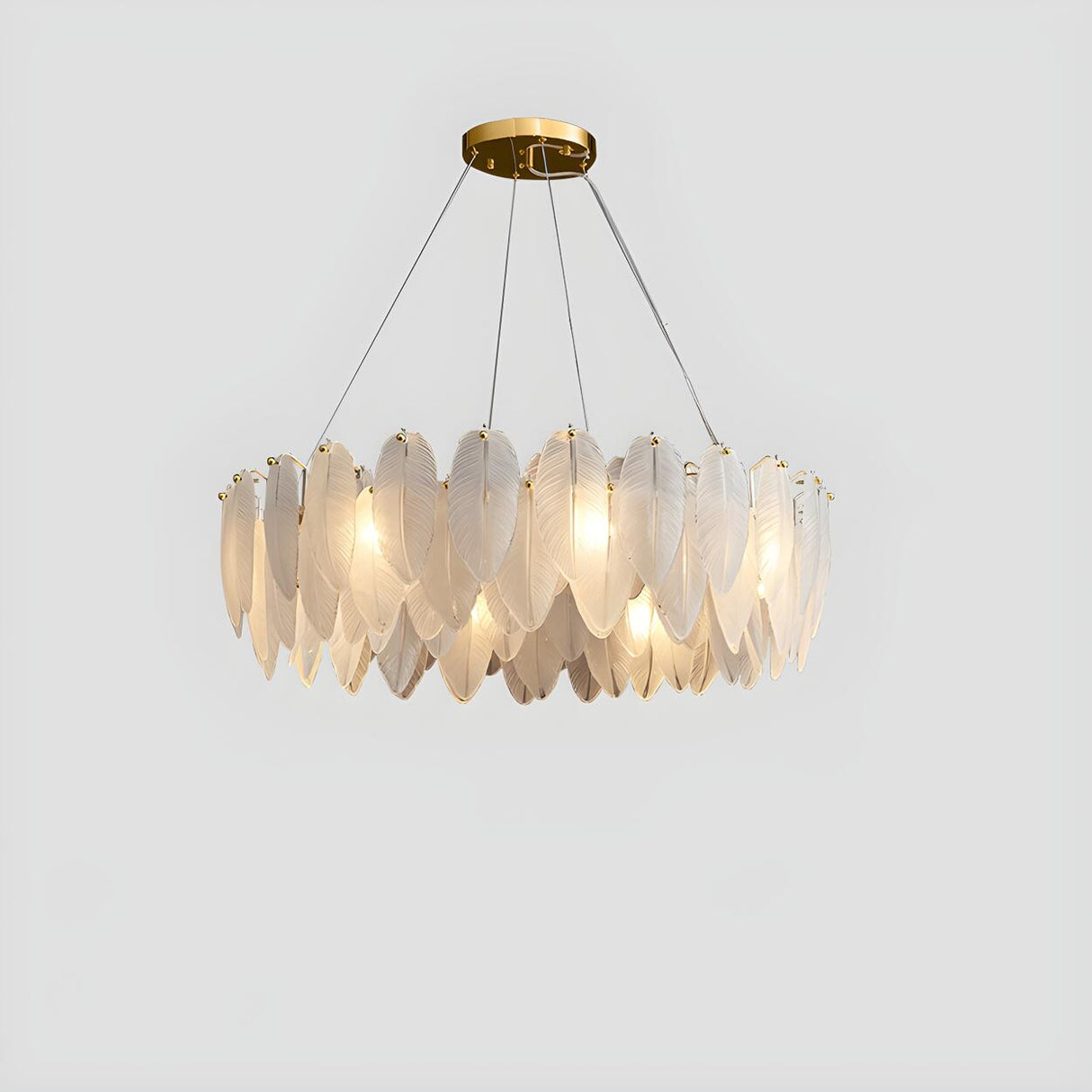 Modern Feather Clear Glass Round Pendant Chandelier Image - 11