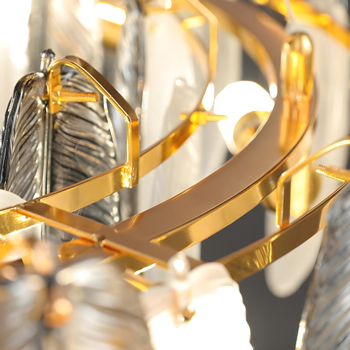 Modern Feather Clear Glass Round Pendant Chandelier Image - 13