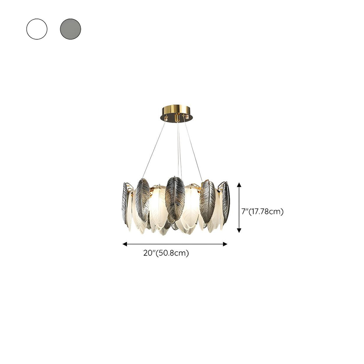 Modern Feather Clear Glass Round Pendant Chandelier