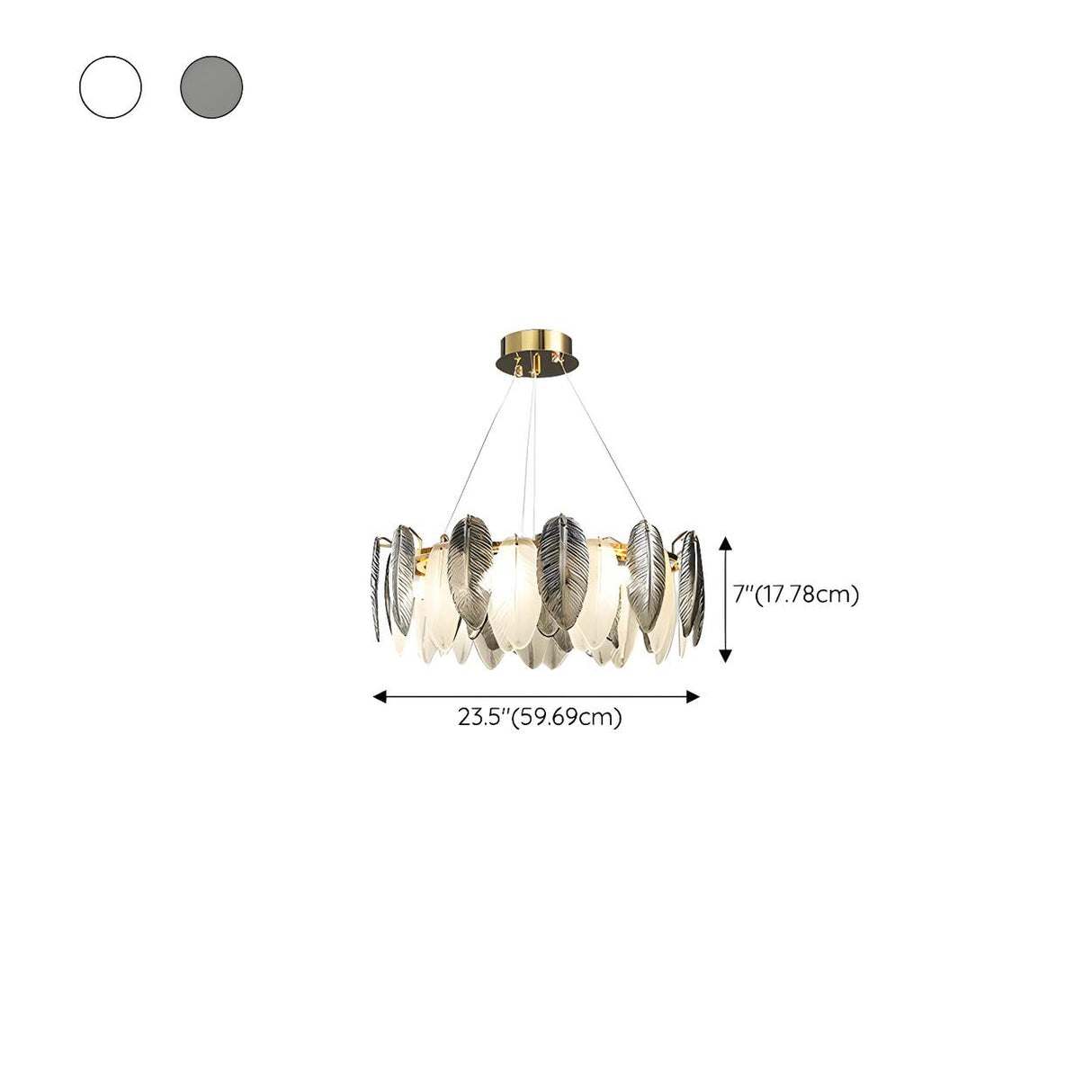 Modern Feather Clear Glass Round Pendant Chandelier Image - 16