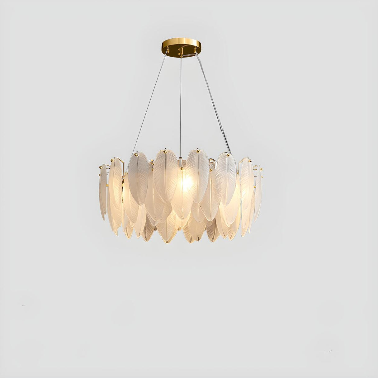 Modern Feather Clear Glass Round Pendant Chandelier Image - 7