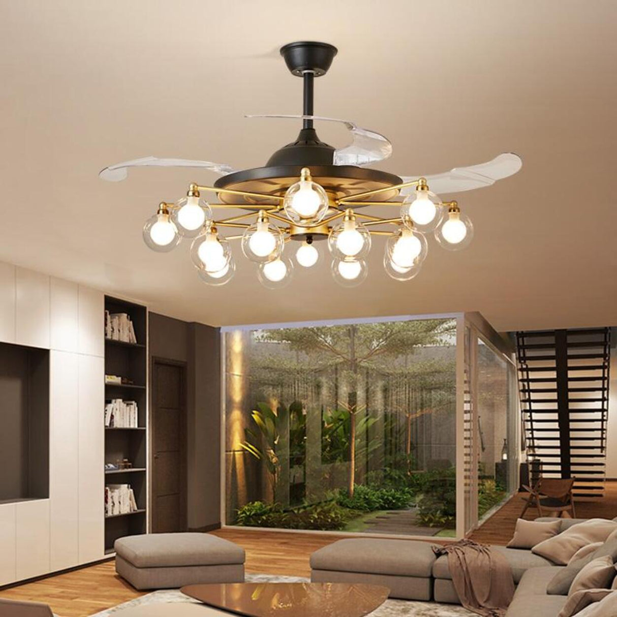 Modern Firefly Chandelier Fan with Multiple Lights Image - 4