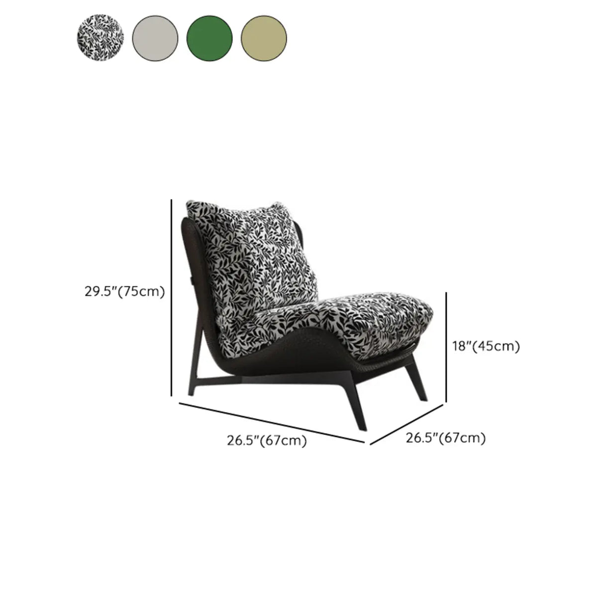 Modern Flannel Reclining Accent Chair with Removable Cushions